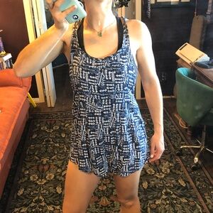 Ecote Navy and White Patterned Romper